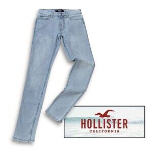 Hollister Advanced Stretch Stacked Skinny Jeans Light Wash Denim W29 L32